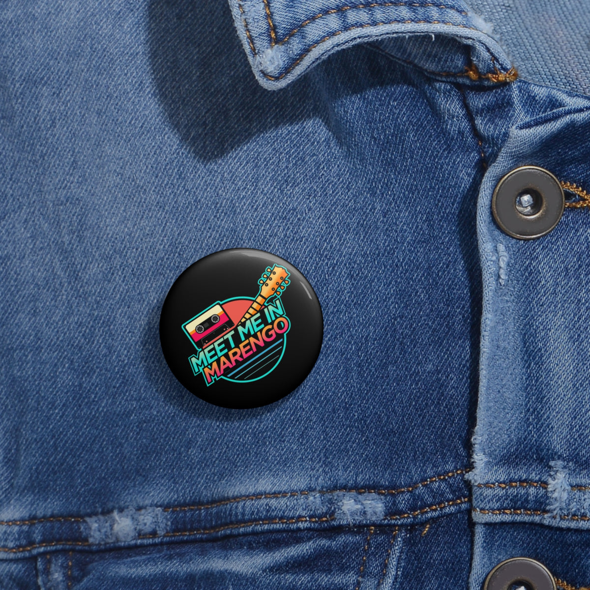 Retro Vibes 1.25" Logo Button Black