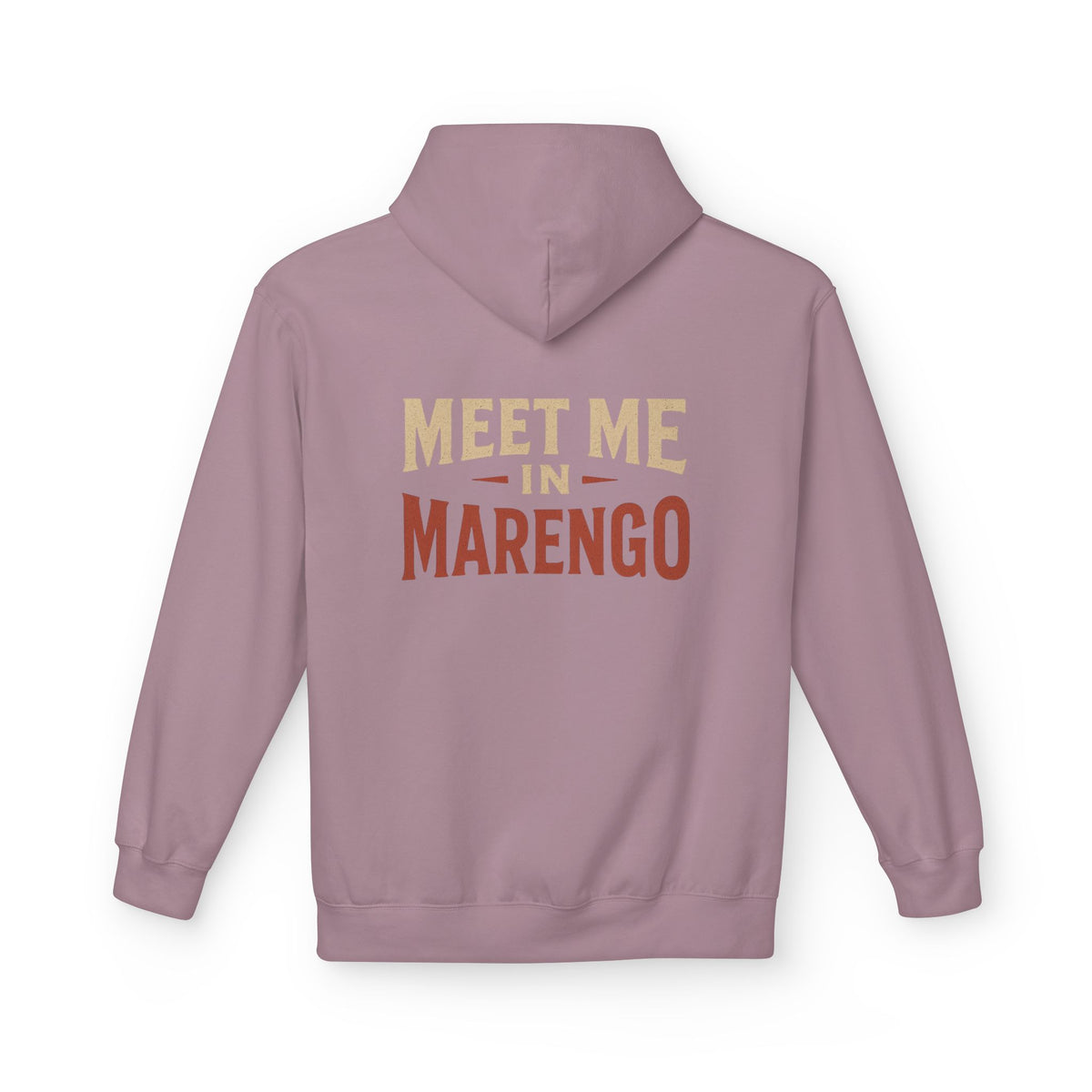 Hoodie- Unisex Softstyle Fleece - Beige and Rust Meet Me In Marengo Logo