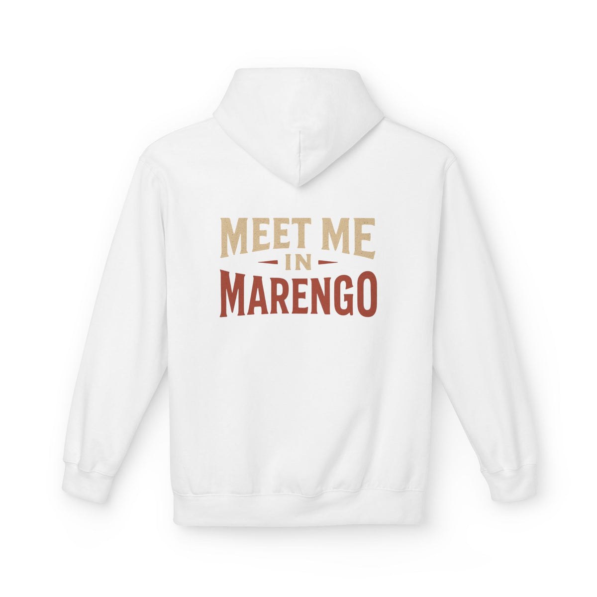 Hoodie- Unisex Softstyle Fleece - Beige and Rust Meet Me In Marengo Logo