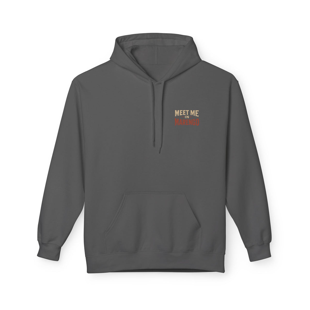 Hoodie- Unisex Softstyle Fleece - Beige and Rust Meet Me In Marengo Logo