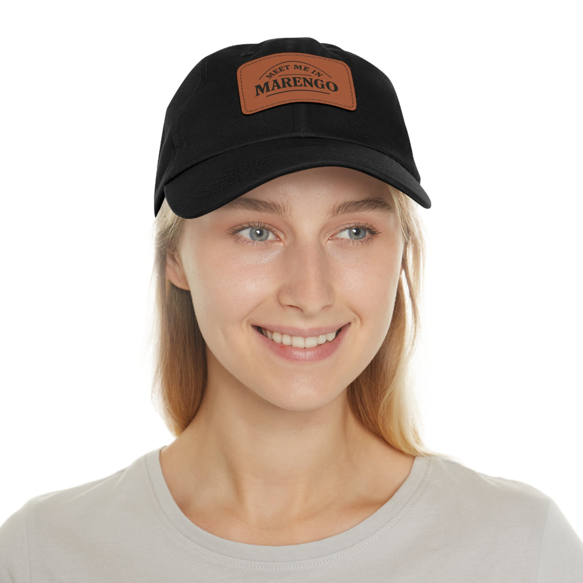 Dad Hat with leather patch- Basic Black Logo