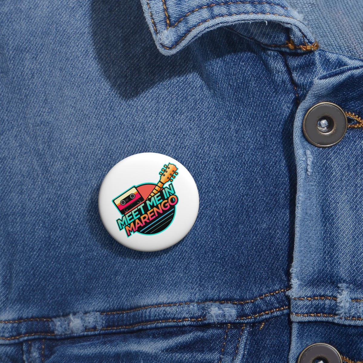 Retro Vibes 1.25" Logo Button White