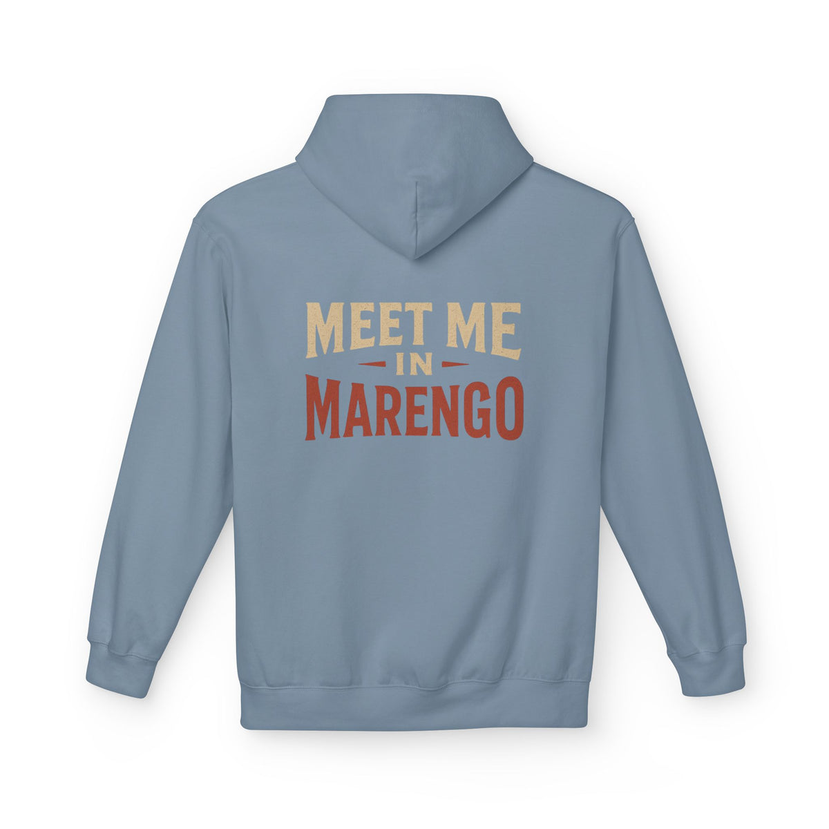 Hoodie- Unisex Softstyle Fleece - Beige and Rust Meet Me In Marengo Logo