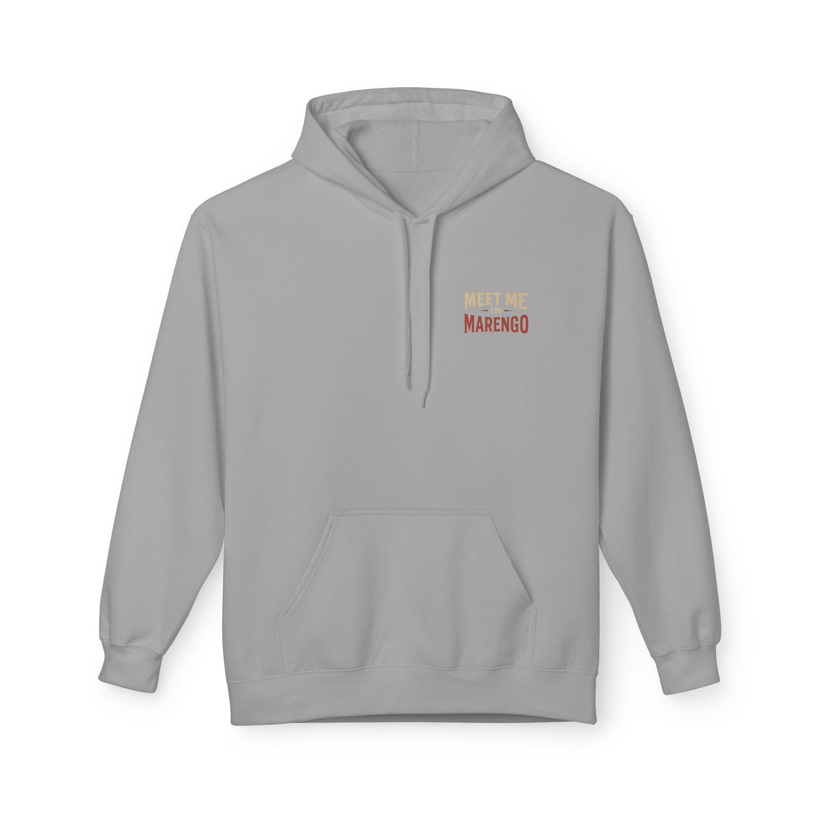 Hoodie- Unisex Softstyle Fleece - Beige and Rust Meet Me In Marengo Logo