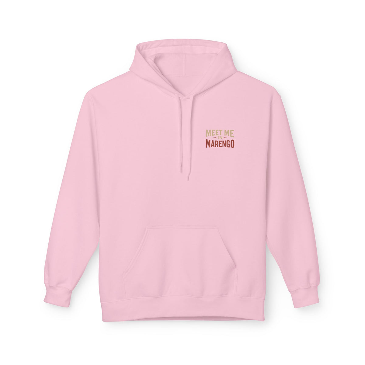 Hoodie- Unisex Softstyle Fleece - Beige and Rust Meet Me In Marengo Logo