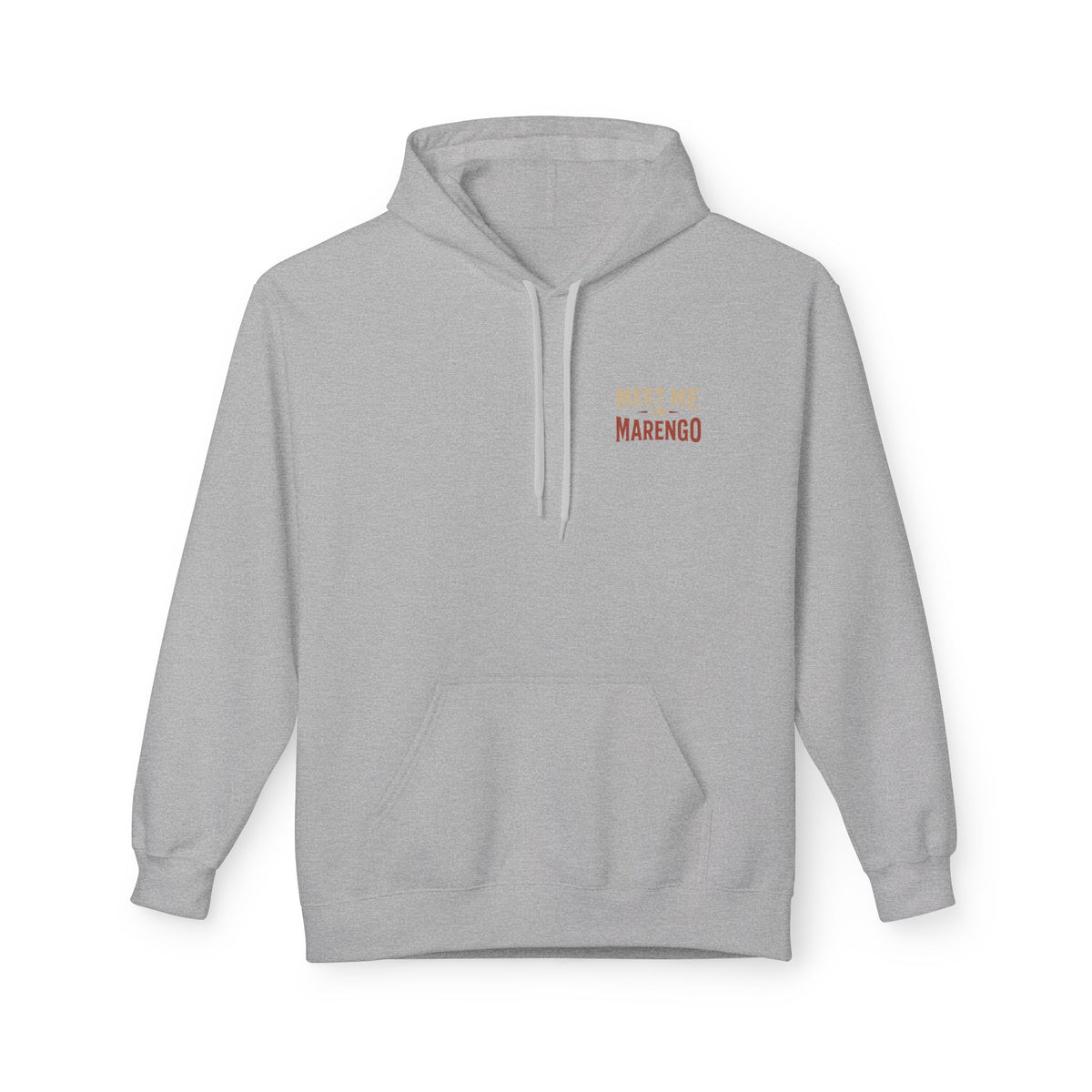 Hoodie- Unisex Softstyle Fleece - Beige and Rust Meet Me In Marengo Logo