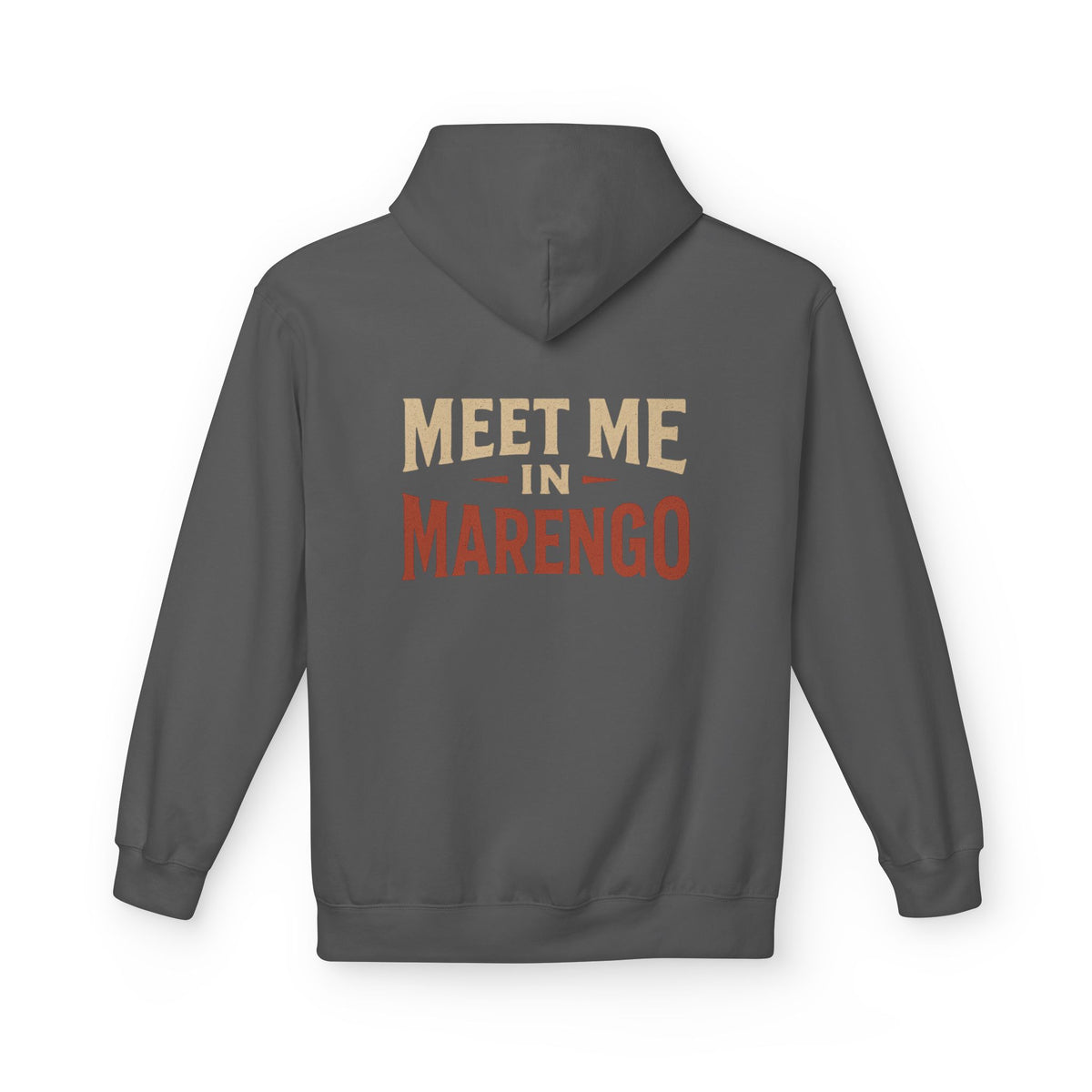 Hoodie- Unisex Softstyle Fleece - Beige and Rust Meet Me In Marengo Logo