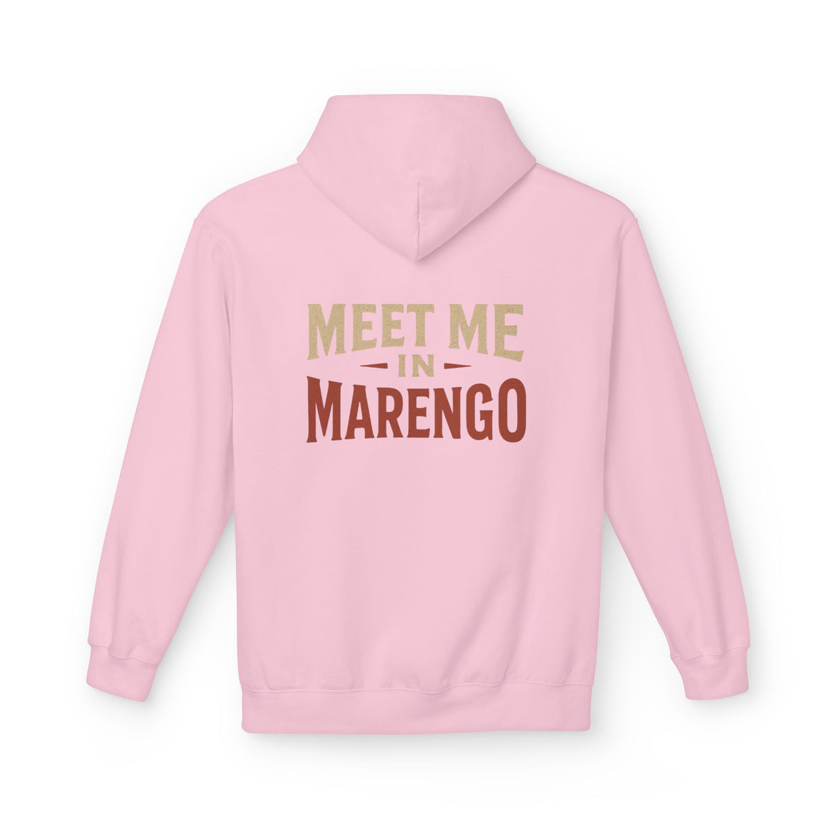 Hoodie- Unisex Softstyle Fleece - Beige and Rust Meet Me In Marengo Logo
