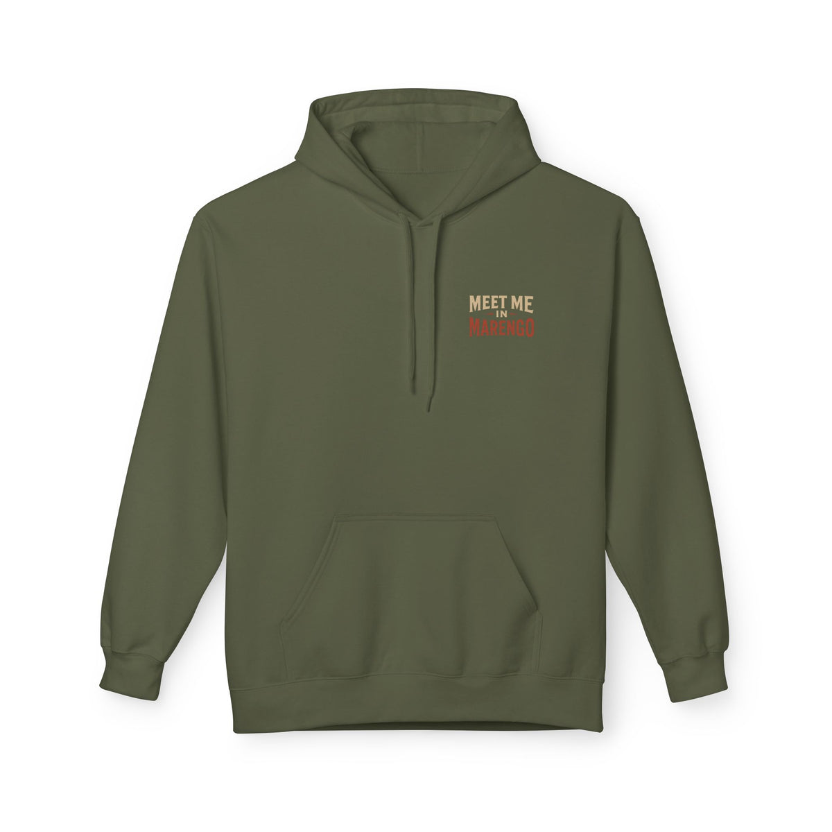 Hoodie- Unisex Softstyle Fleece - Beige and Rust Meet Me In Marengo Logo