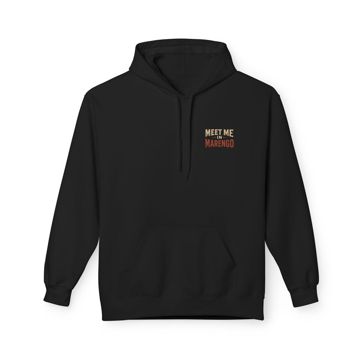 Hoodie- Unisex Softstyle Fleece - Beige and Rust Meet Me In Marengo Logo