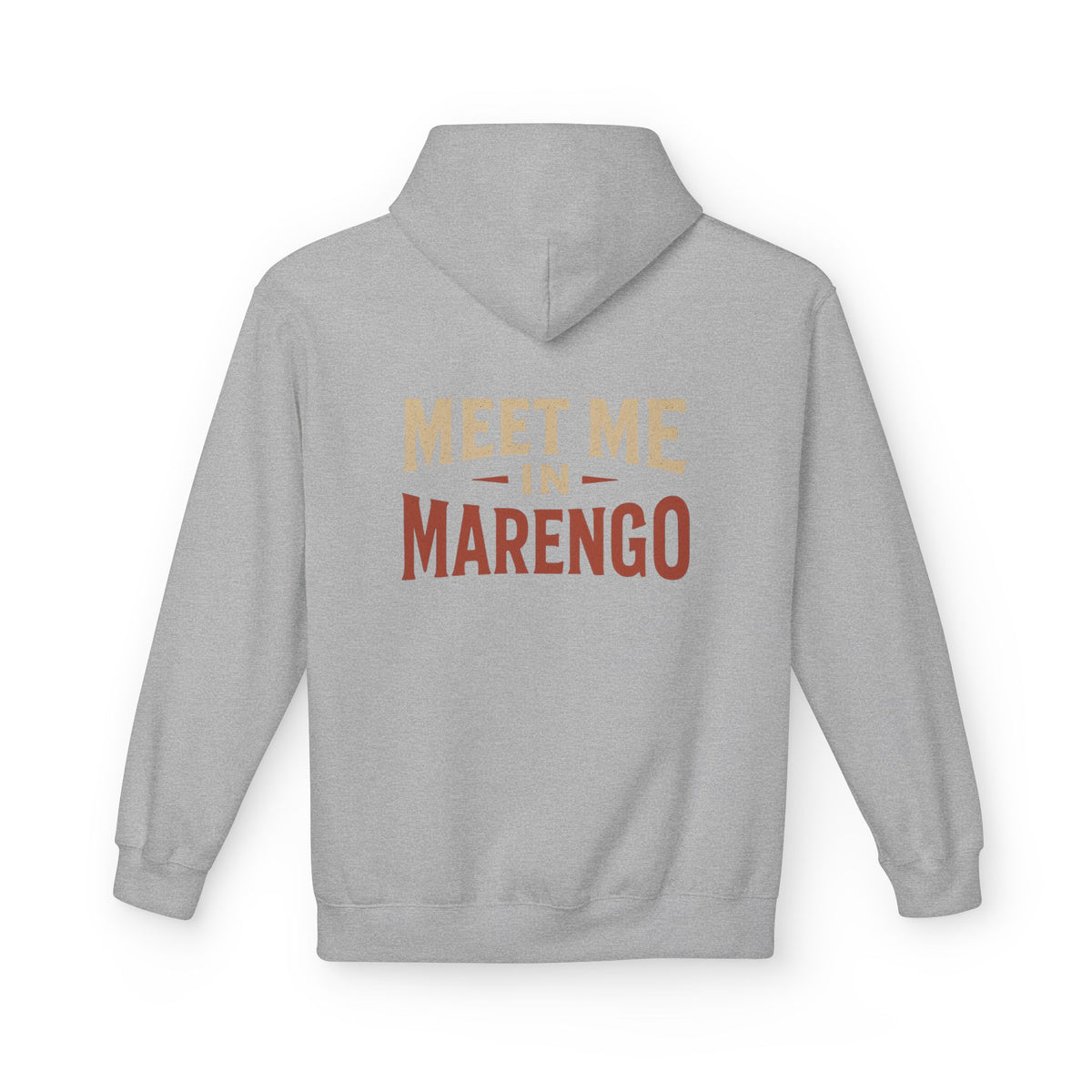 Hoodie- Unisex Softstyle Fleece - Beige and Rust Meet Me In Marengo Logo