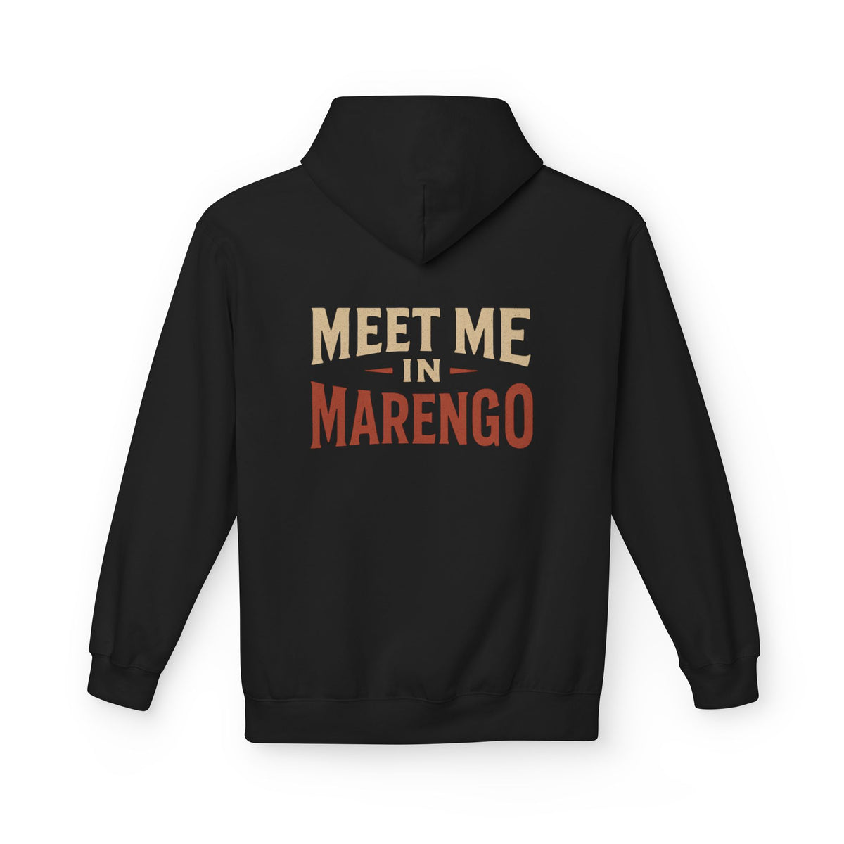 Hoodie- Unisex Softstyle Fleece - Beige and Rust Meet Me In Marengo Logo