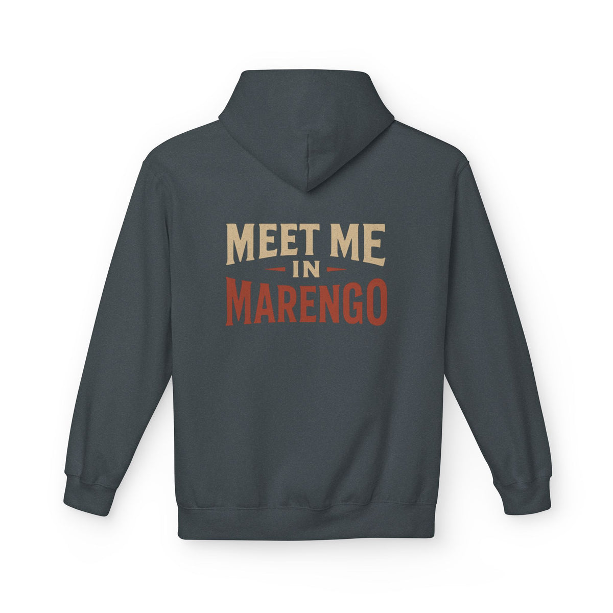 Hoodie- Unisex Softstyle Fleece - Beige and Rust Meet Me In Marengo Logo