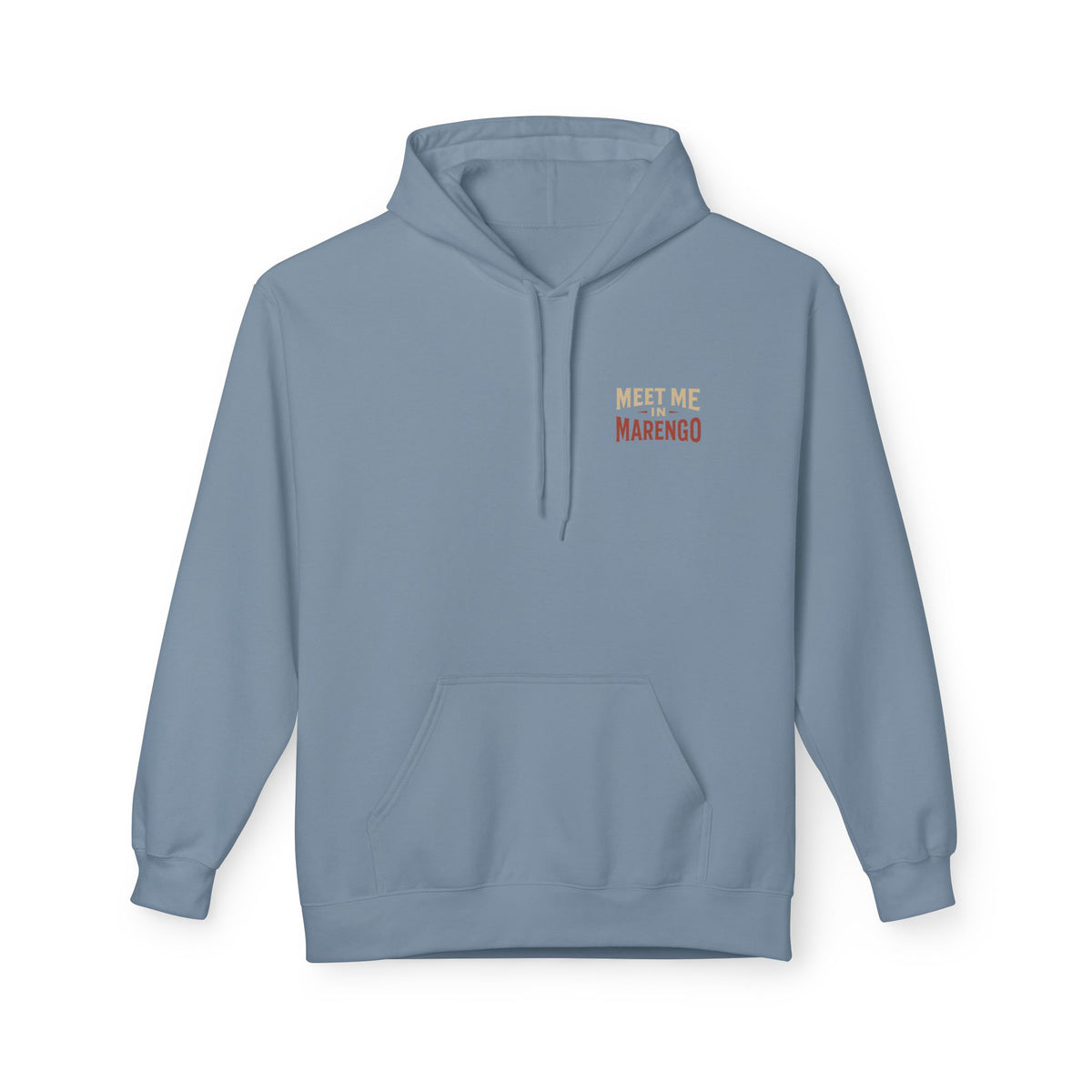 Hoodie- Unisex Softstyle Fleece - Beige and Rust Meet Me In Marengo Logo